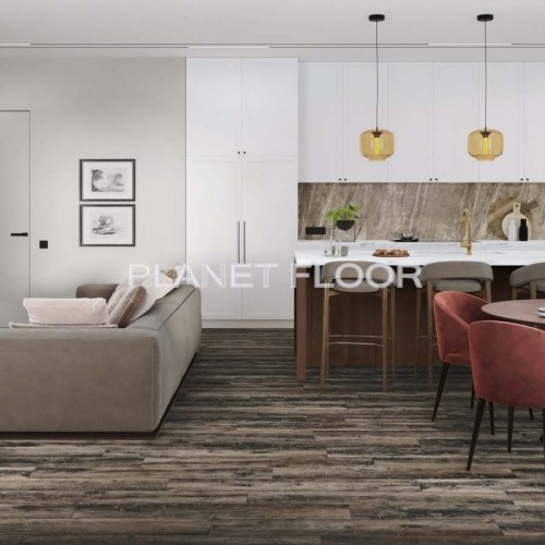 Кварц-виниловая LVT плитка Damy Floor Family, Rustic Black Oak